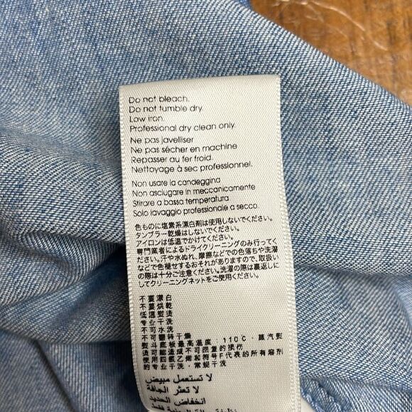 3.1 Phillip Lim Ruched Long Sleeve Denim Chambray Button Down Shirt Size 8 - Picture 9 of 10